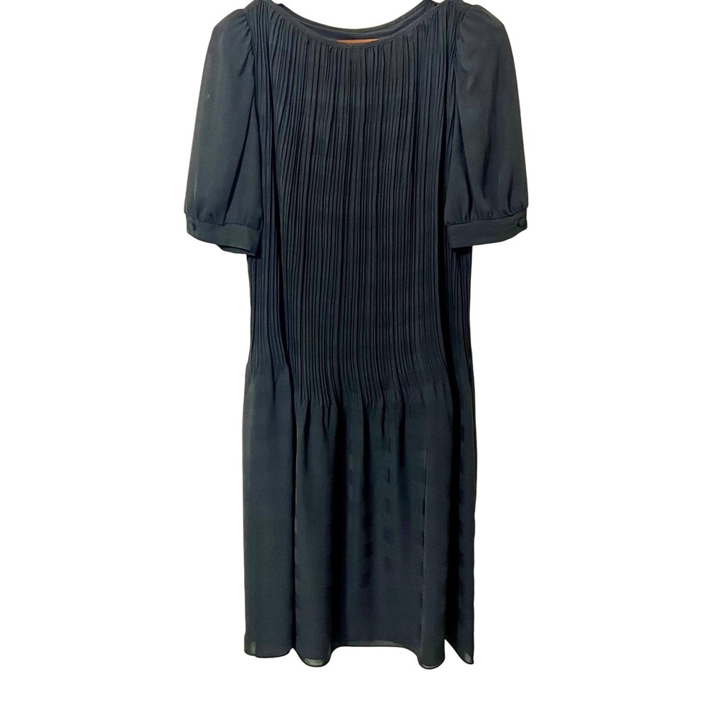 VTG JODY CALIFORNIA Women's Black Pleated Puff Sleeve Sheath Dress‎
